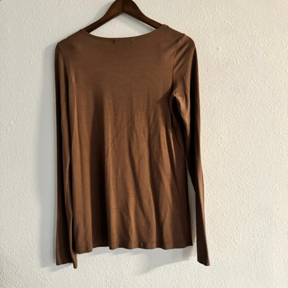 Testimony Round Neck Top Brown Staple Basic Minimal Everyday Layering Medium - Picture 7 of 7